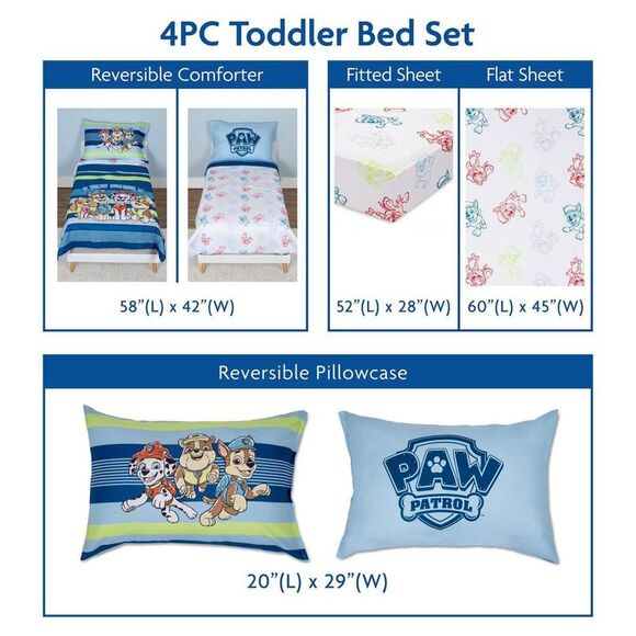 PAW Patrol -  Kids' 4pc Toddler Bed Set Blue - Picture 5 of 5
